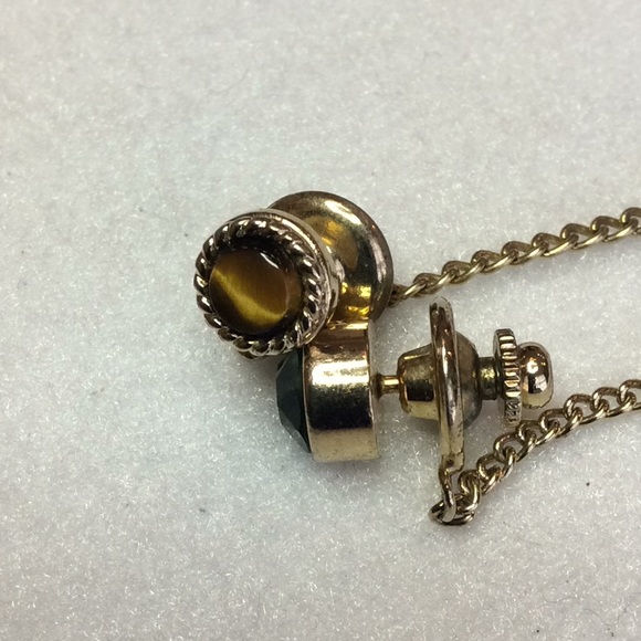 FINAL SALE PRICE Men’s Tie Tacks - Green, Black , Pearl & Tiger Eye - Picture 9 of 9